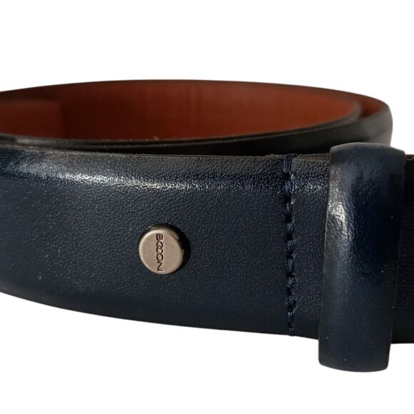 Boconi Leather Dress Belt Men's Size 36 Navy Blue Made In Nashville TN USA - Picture 7 of 15